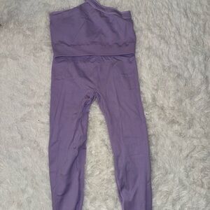 Amazon One-Shoulder Lavender Ribbed Active Set